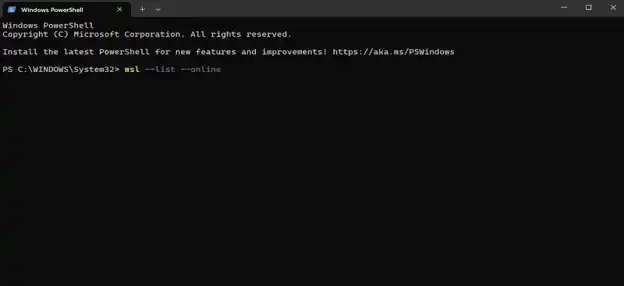 Installing a Different Distribution - Installing Windows Subsystem for Linux 2 on Windows 11