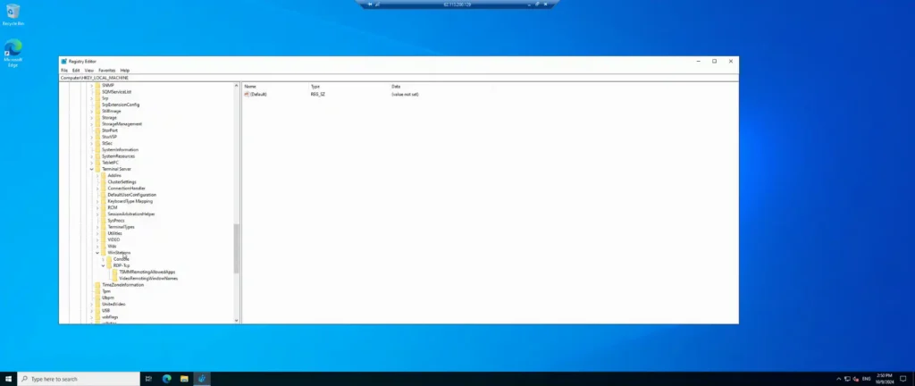Step 4: Locate the Terminal Server Directory - How to Change the RDP Port on Windows Server 2016/2019/2022