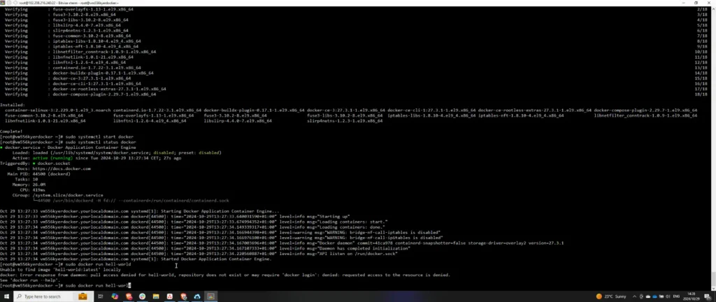 Step 5: Test Docker Installation - How to Set Up Docker on AlmaLinux and CentOS VPS