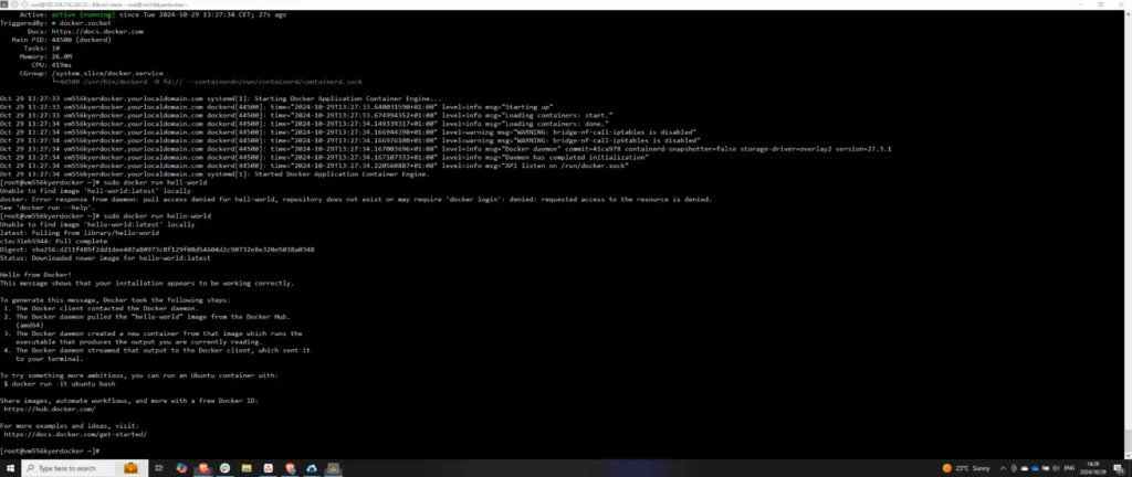 Step 6: Confirm Successful Setup - How to Set Up Docker on AlmaLinux and CentOS VPS