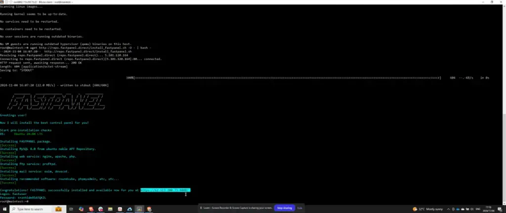 Step 2: Download and Run FastPanel Installer - How to set up FastPanel on Ubuntu 24.04