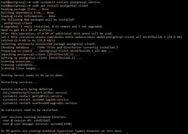 Step 5: Restart PostgreSQL Service - Setting Up and Connecting to PostgreSQL on a VPS